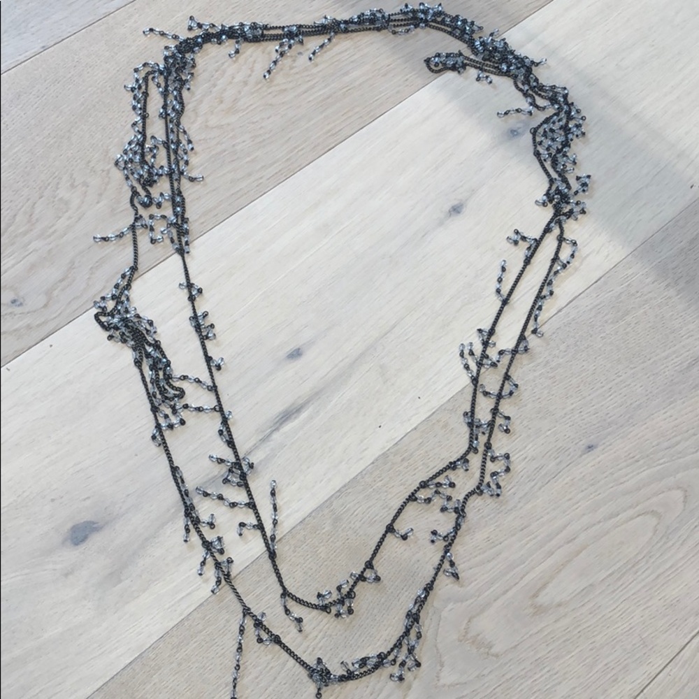 Black Necklace with hanging crystals